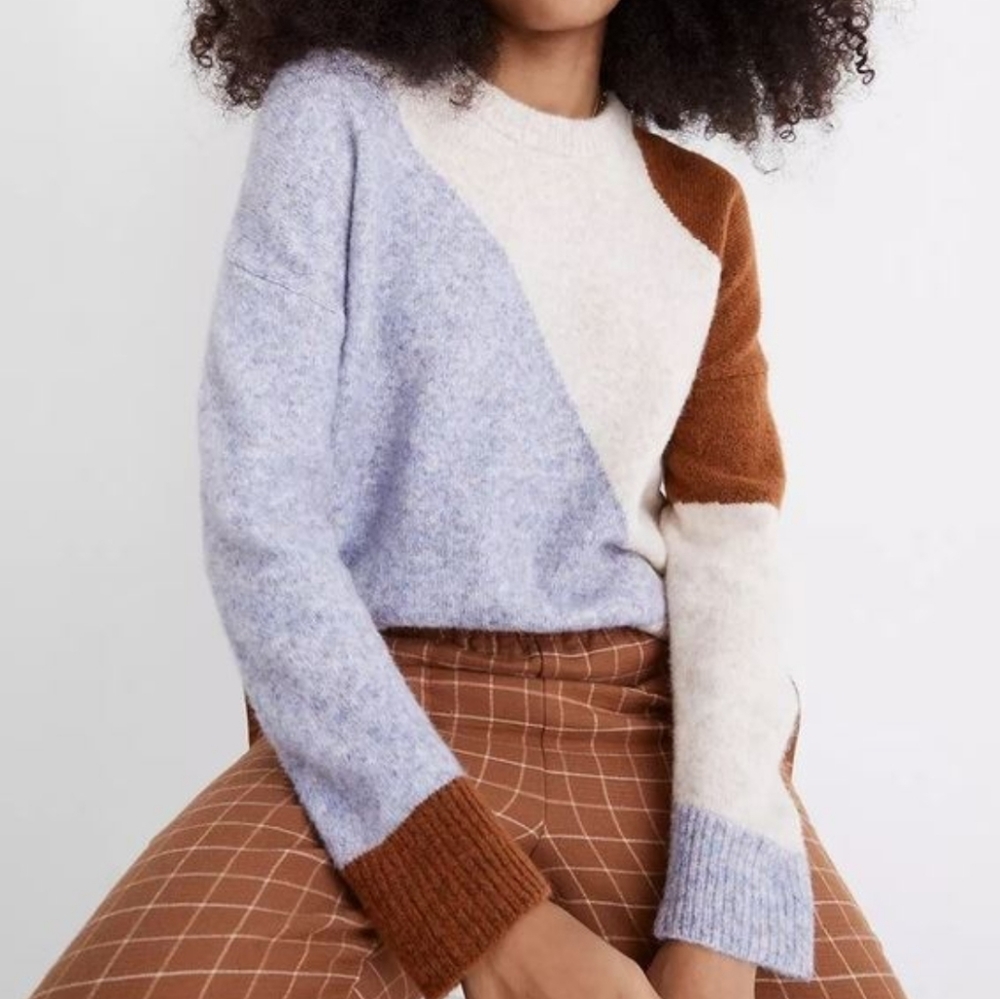Madewell Sz XXS Wool Cedarbrook Colorblock Pullover Sweater